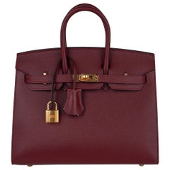 Hermes Birkin 25 Tasche Sellier Rouge H Gold Hardware Veau Madame Leder Neu w/Kasten