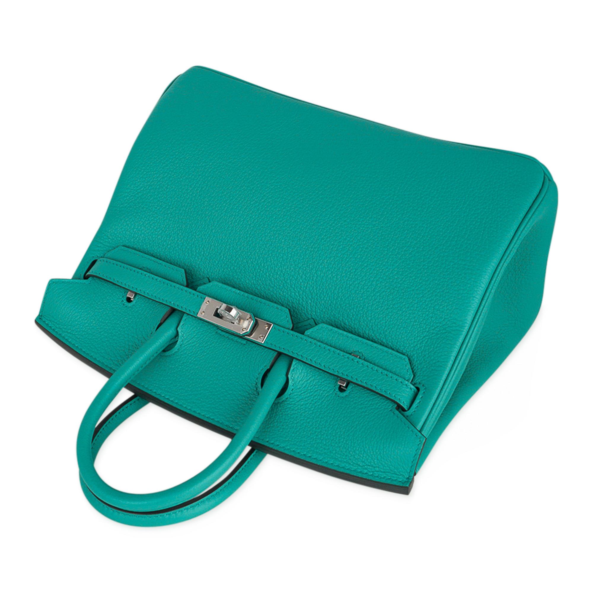 Hermes Birkin 25 Bag Verso Vert Verone / Rose Lipstick Novillo Leather For Sale 2