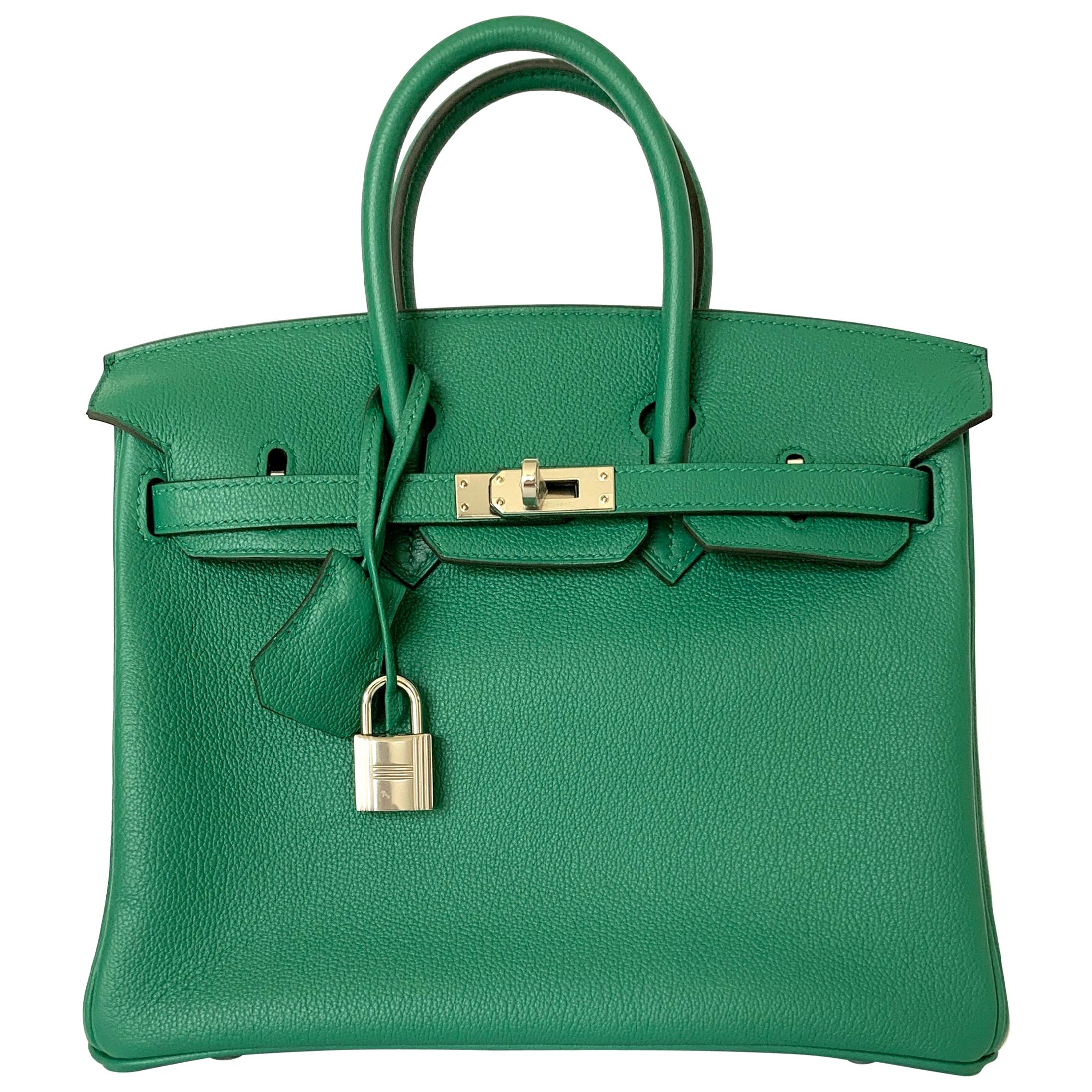 Hermes Birkin 25 Bag Vert Vertigo Green Verso Blue Interior