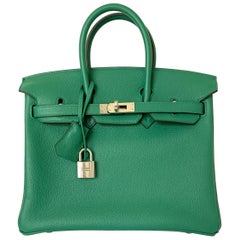 Hermes Birkin 25 Bag Vert Vertigo Green Verso Blue Interior