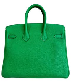 Hermes Birkin 25 Bamboo Green Togo Leather Gold Hardware New Top Handle Bag