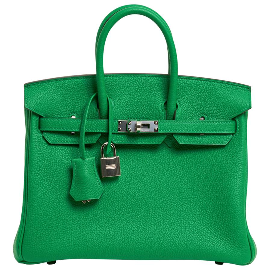 Hermes Birkin 25 Bamboo Verso / Karamell Togo Leder Palladium Hardware