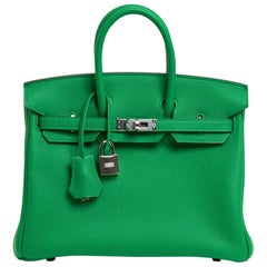 Hermes Birkin 25 Bamboo Verso / Caramel Togo Leather Palladium Hardware ...