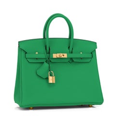 Hermes Birkin 25 Bambou Green Bamboo Gold Hardware Bag Y Stamp, 2020