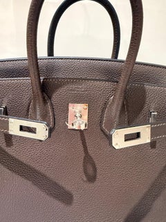 Sac à main Hermes Birkin 25 Barenia Faubourg Ebene palladium