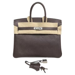 Sac à main Hermes Birkin 25 Barenia Faubourg Ebene palladium