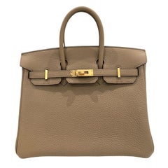 Hermes Birkin 25 Beige Marfa Togo Leather Gold Hardware New Top Handle Bag