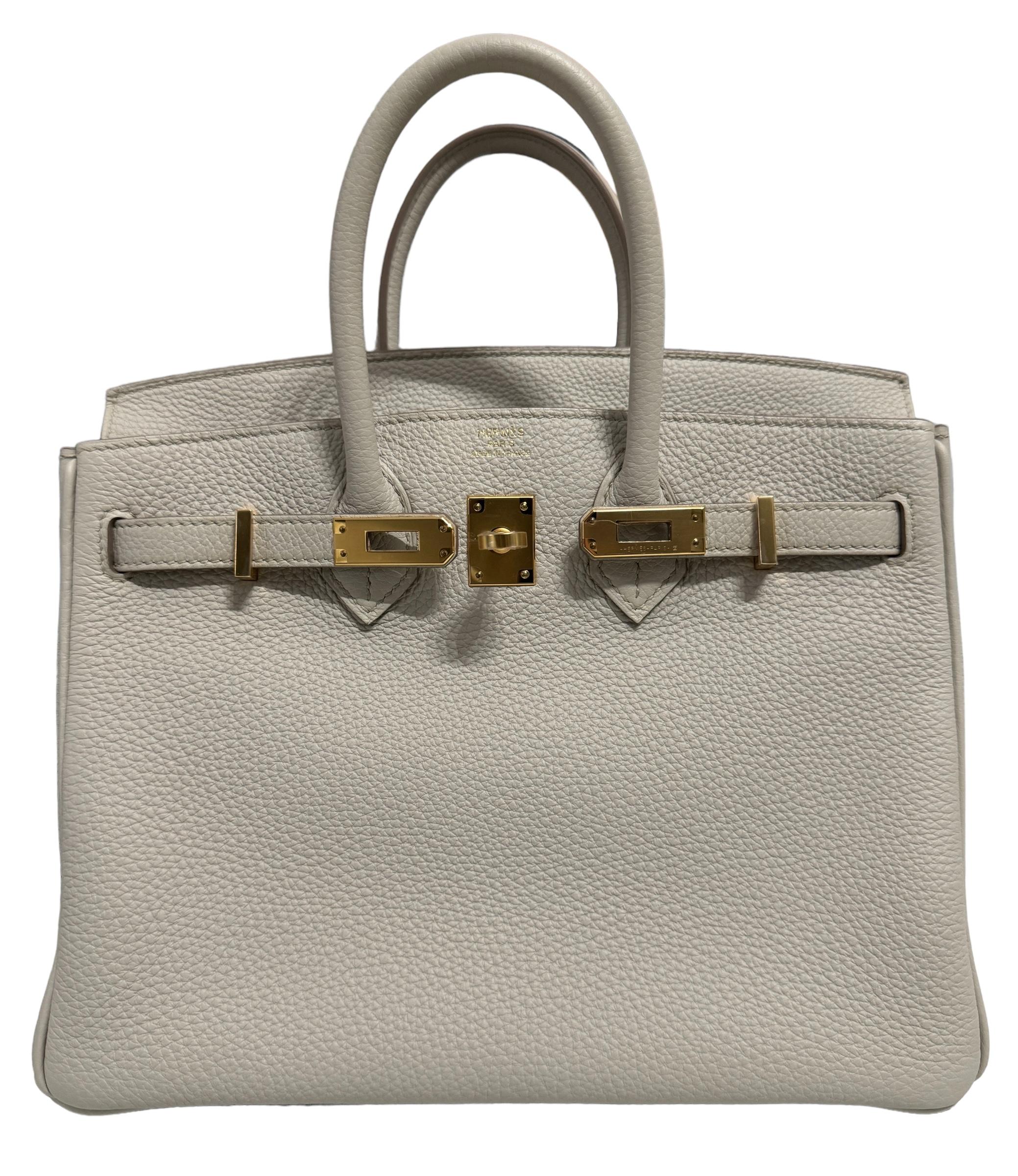 Hermes Birkin 25 Beton Beige Gray Togo Leather Handbag Rose Gold Hardware  Neuf - En vente à Miami, FL