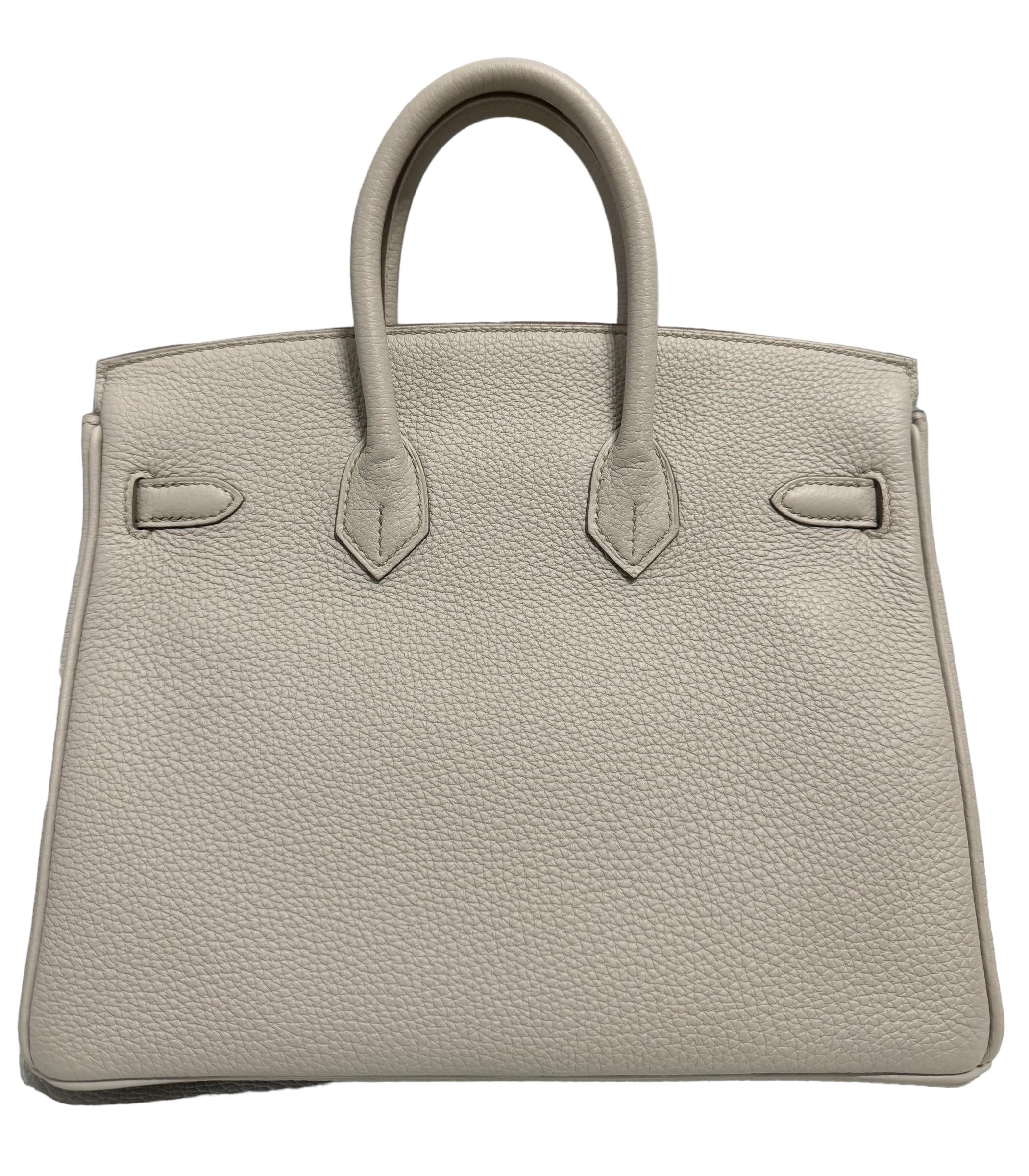 Women's or Men's Hermes Birkin 25 Beton Beige Gray Togo Leather Handbag Rose Gold Hardware  For Sale