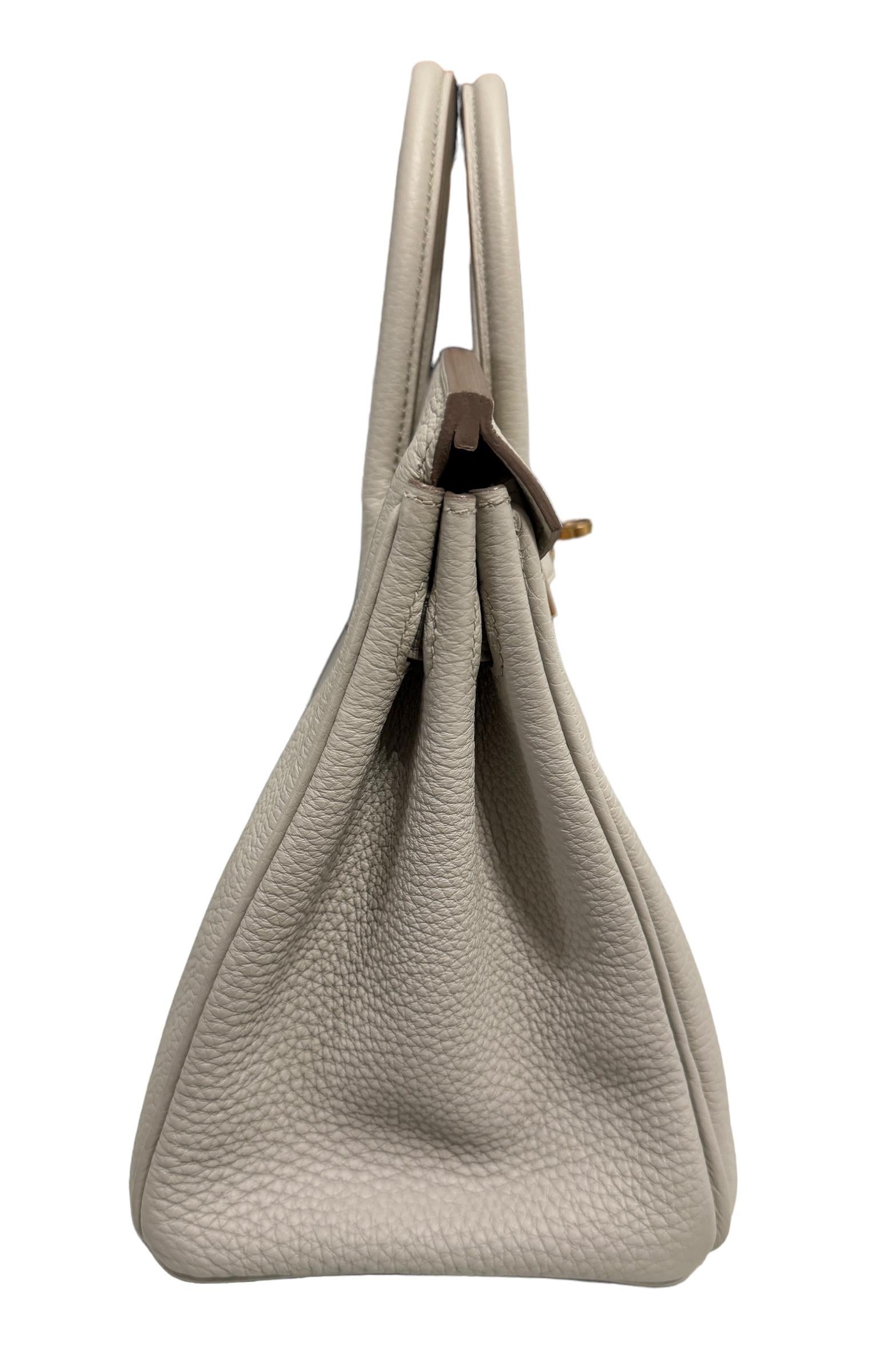 Hermes Birkin 25 Beton Beige Gray Togo Leather Handbag Rose Gold Hardware  For Sale 2