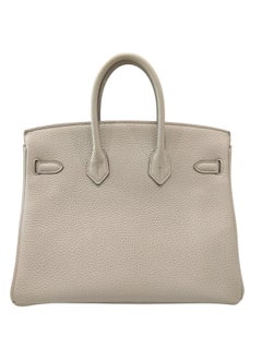 Hermes Birkin 25 Beton Creme Togo Leder Palladium Hardware Seltene Top Handle Bag