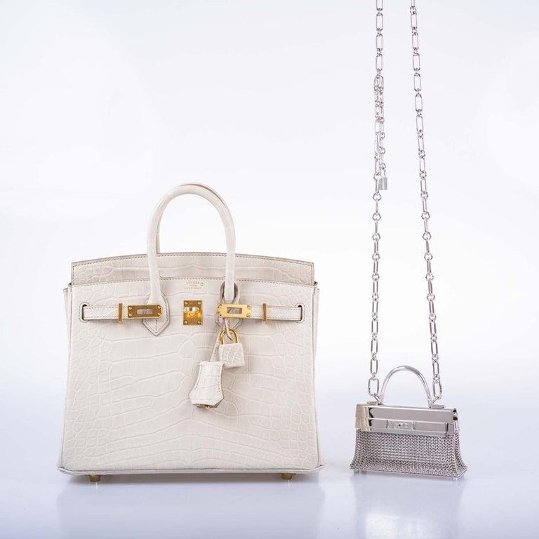 Hermès Birkin 25 Beton Matte Alligator Gold Hardware Bag For Sale