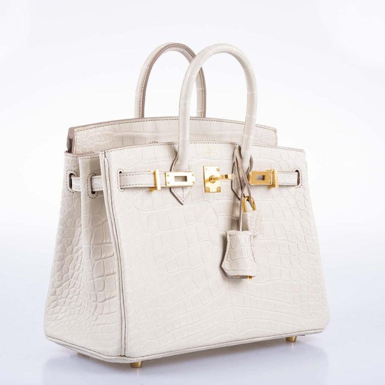 Hermes Birkin 25 Beton Matte Alligator Gold Hardware