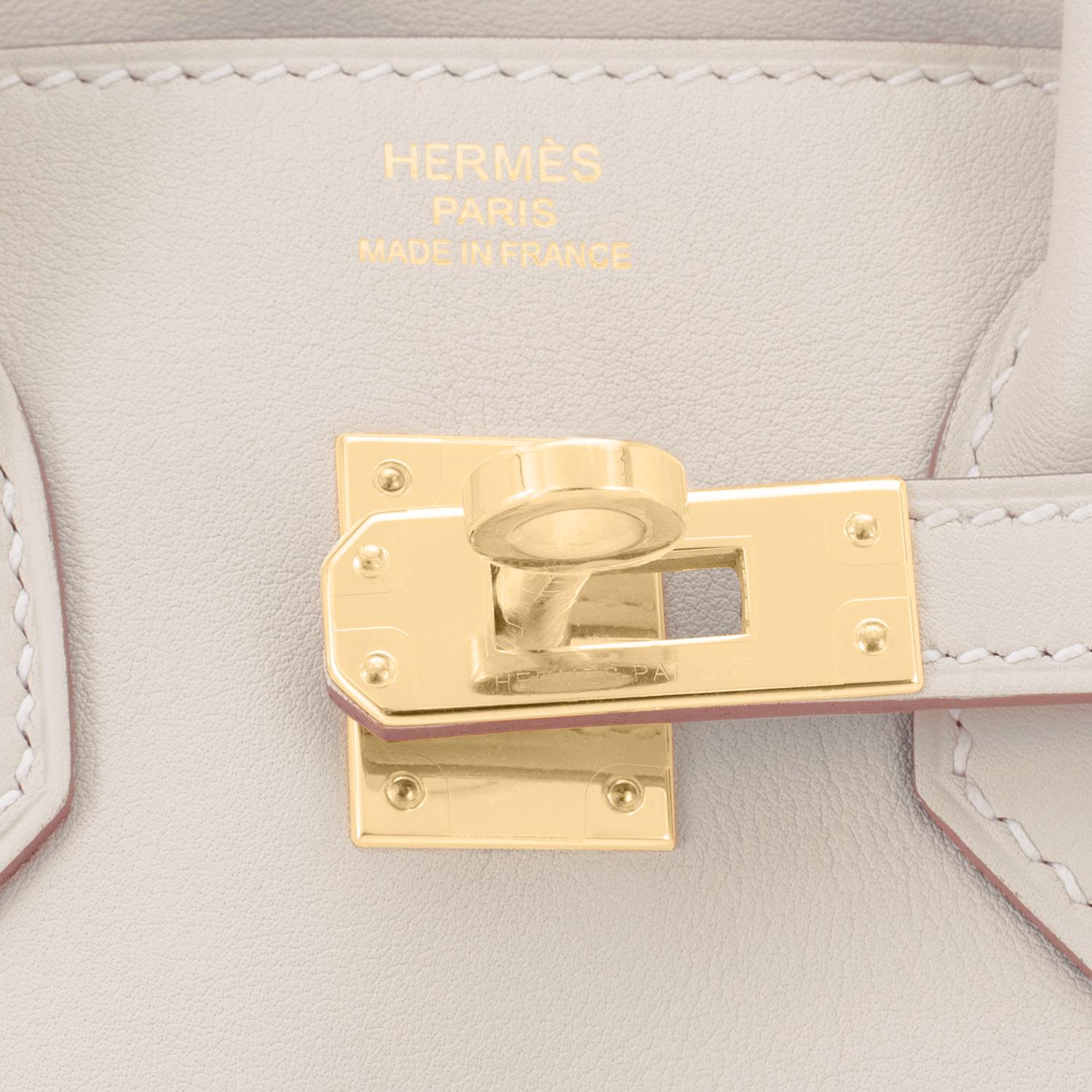 Hermes Birkin 25 Beton Off White Gold Hardware Bag Y Stamp, 2020  2