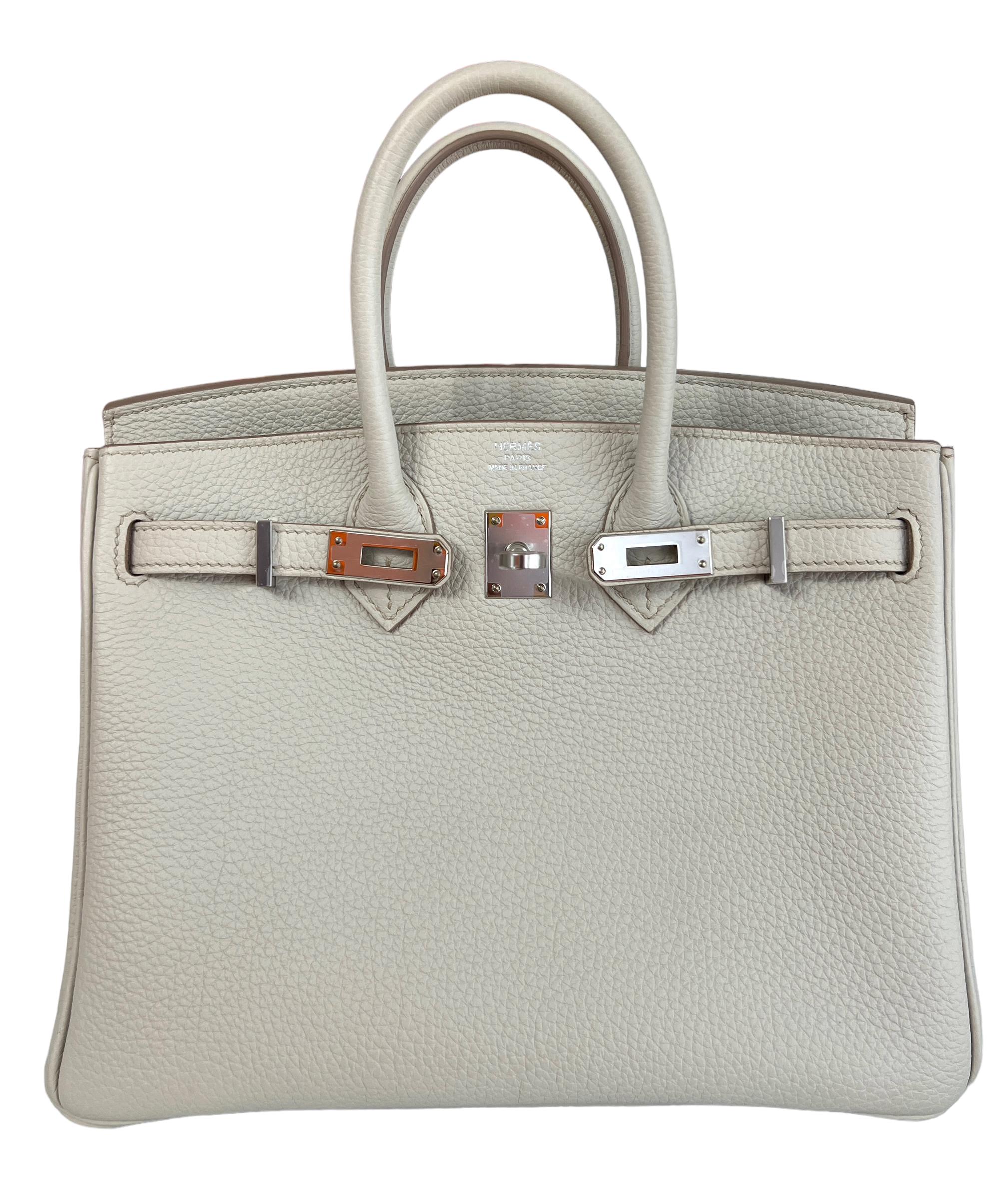 Hermes Birkin 25 Beton Togo Leather Handbag Bag Palladium Hardware RARE In New Condition In Miami, FL