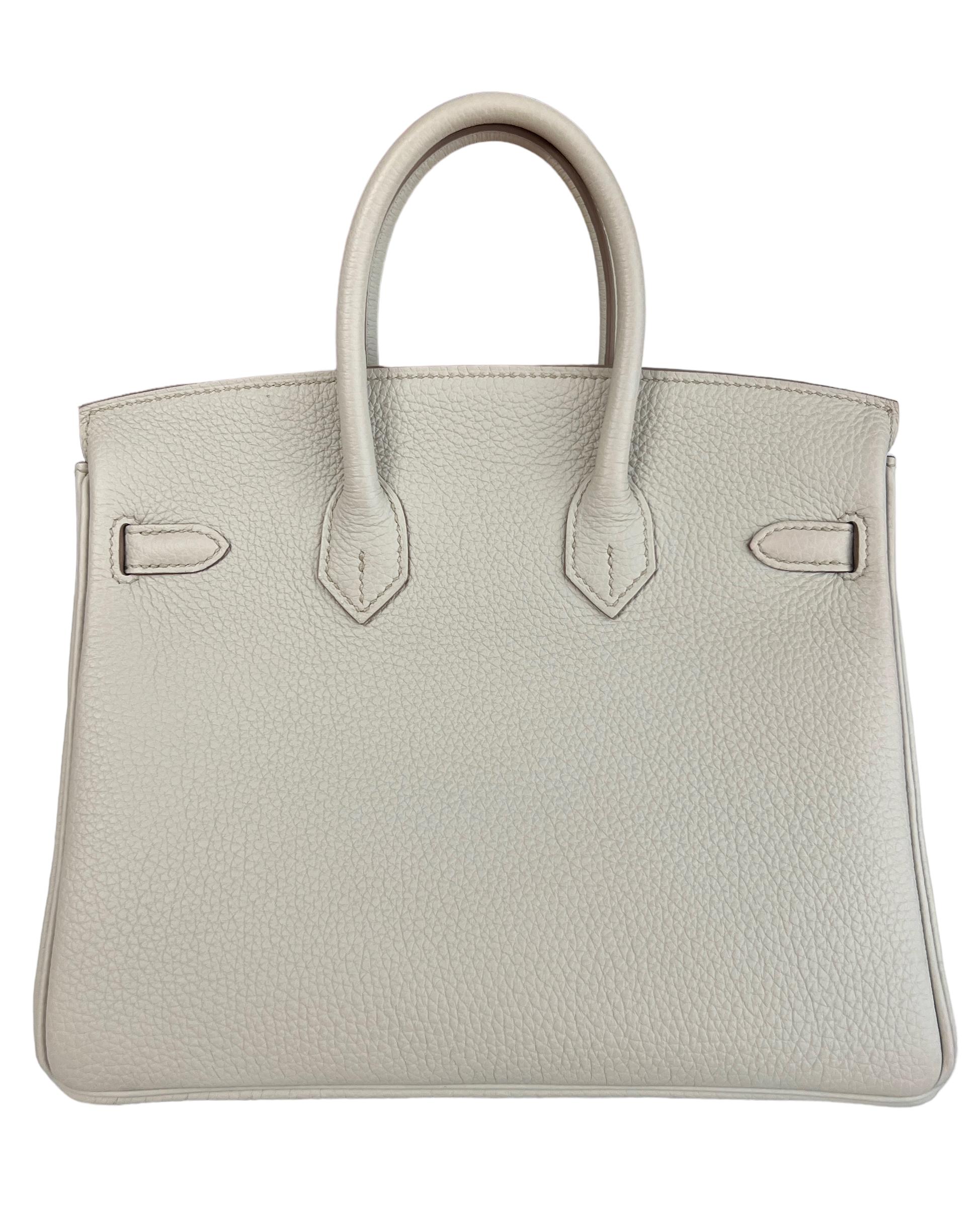 Women's or Men's Hermes Birkin 25 Beton Togo Leather Handbag Bag Palladium Hardware RARE