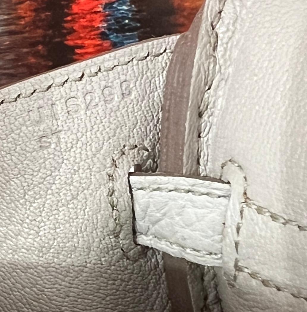 Hermes Birkin 25 Beton Togo Leather Handbag Bag Palladium Hardware RARE 3