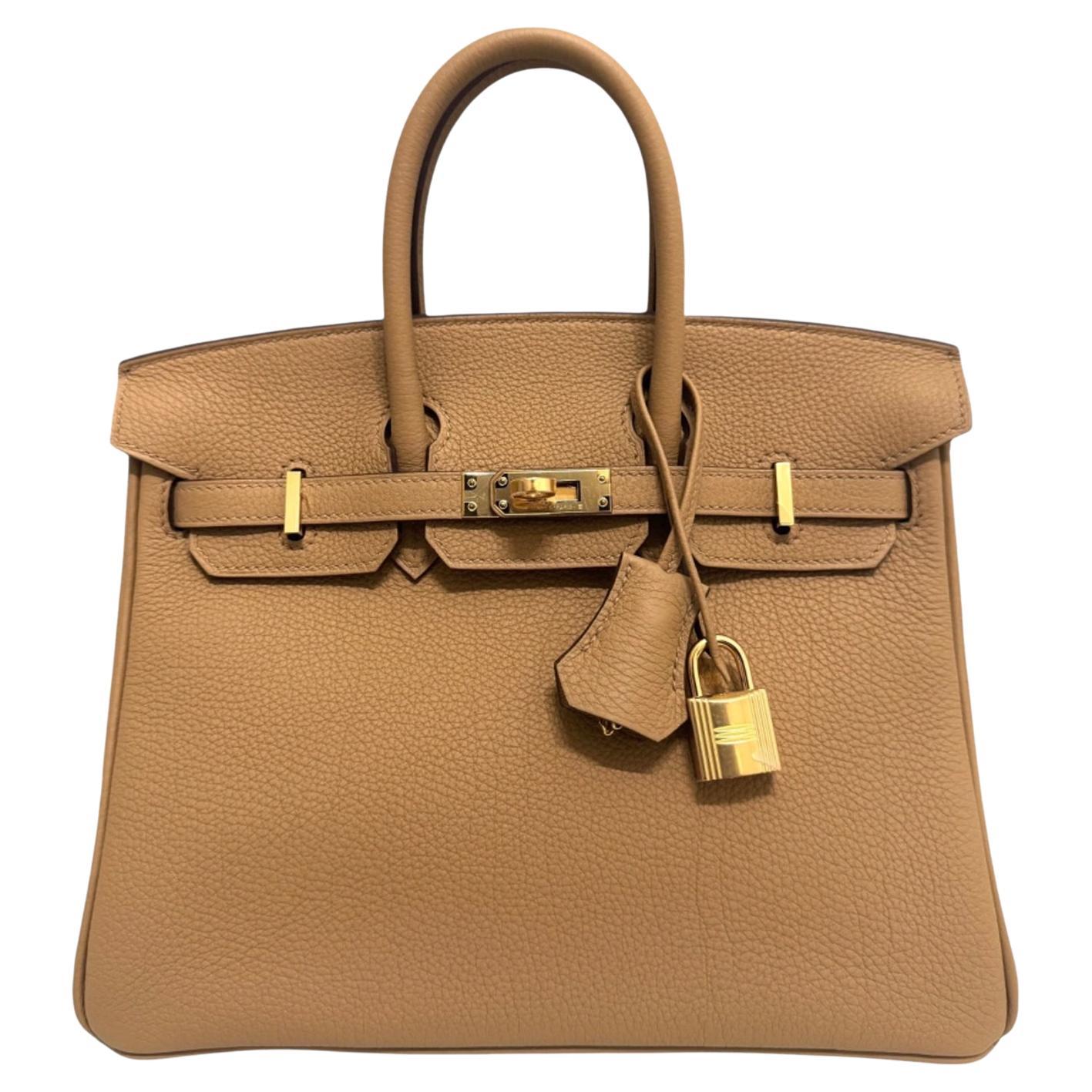 Hermes Birkin 25 Biscuit Togo Leather With Gold Hardware Handbag For Sale