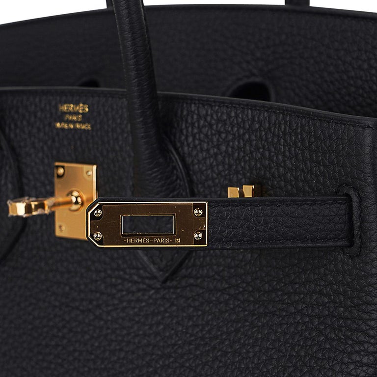 Hermes Birkin 25 Black Bag Gold Hardware Togo Leather For Sale at 1stDibs