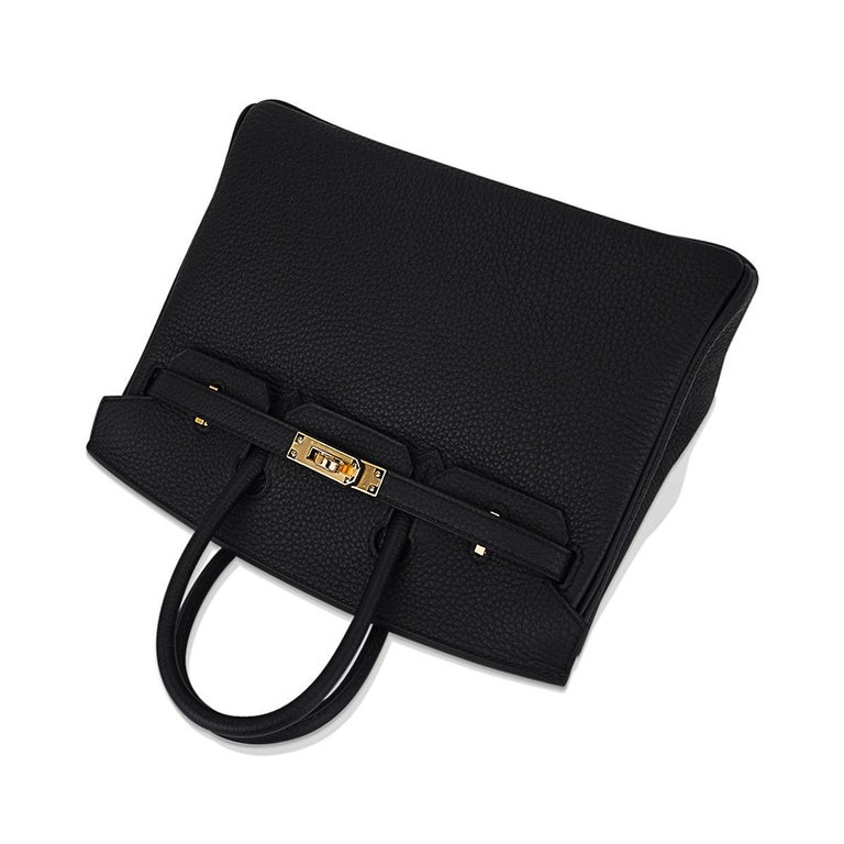 Hermes Birkin 25 Black Bag Gold Hardware Togo Leather For Sale at 1stDibs