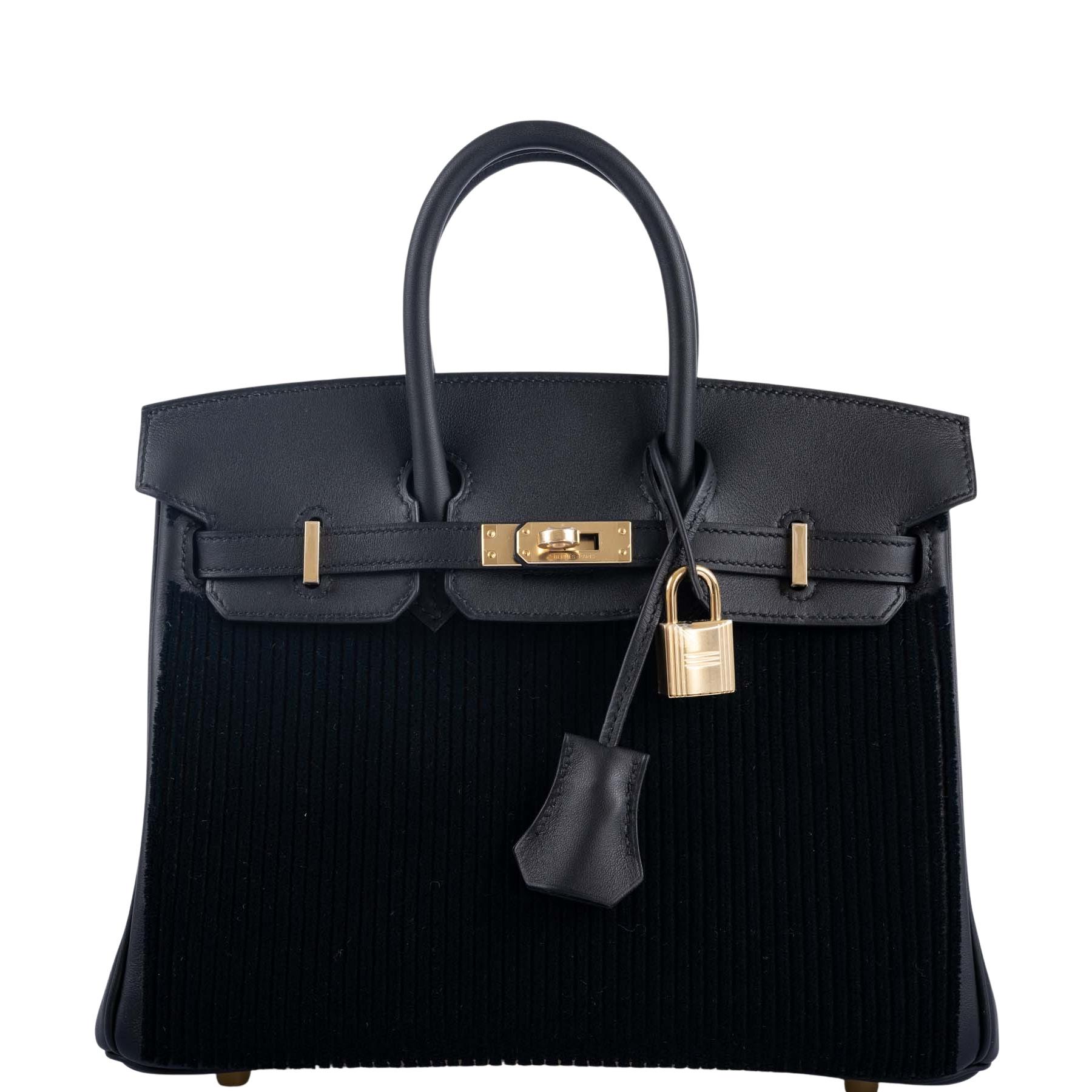 Hermès Birkin 25 Black côte à côte tuffetage and Swift Permabrass Hardware For Sale 5