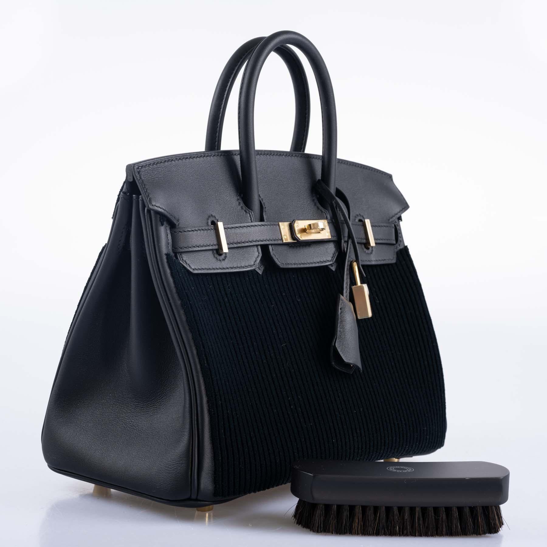 Femenino o masculino Hermès Birkin 25 Negro côte à côte tuffetage y Swift Permabrass Hardware en venta
