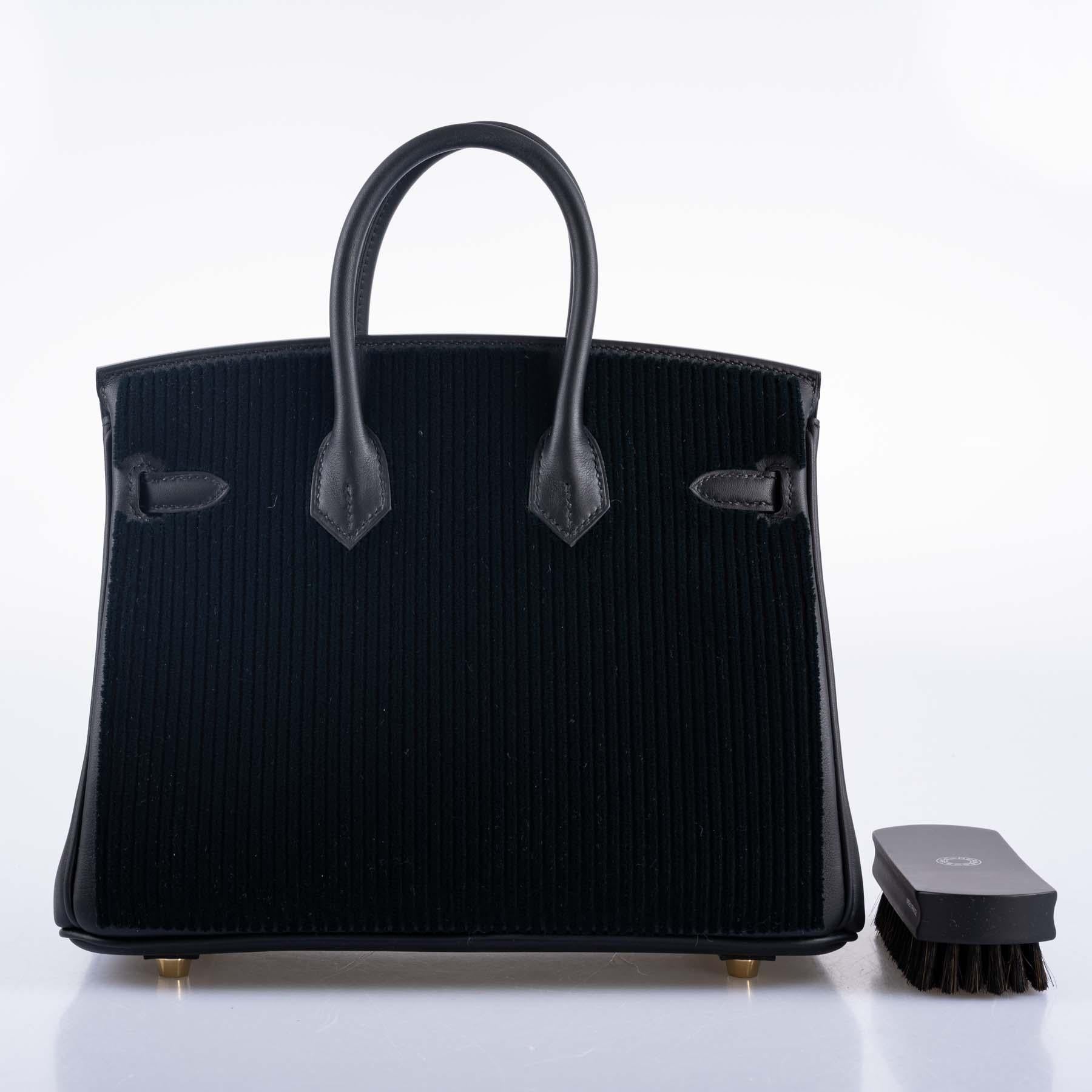 Hermès Birkin 25 Noir côte à côte tuffetage et Swift Permabrass Hardware en vente 1