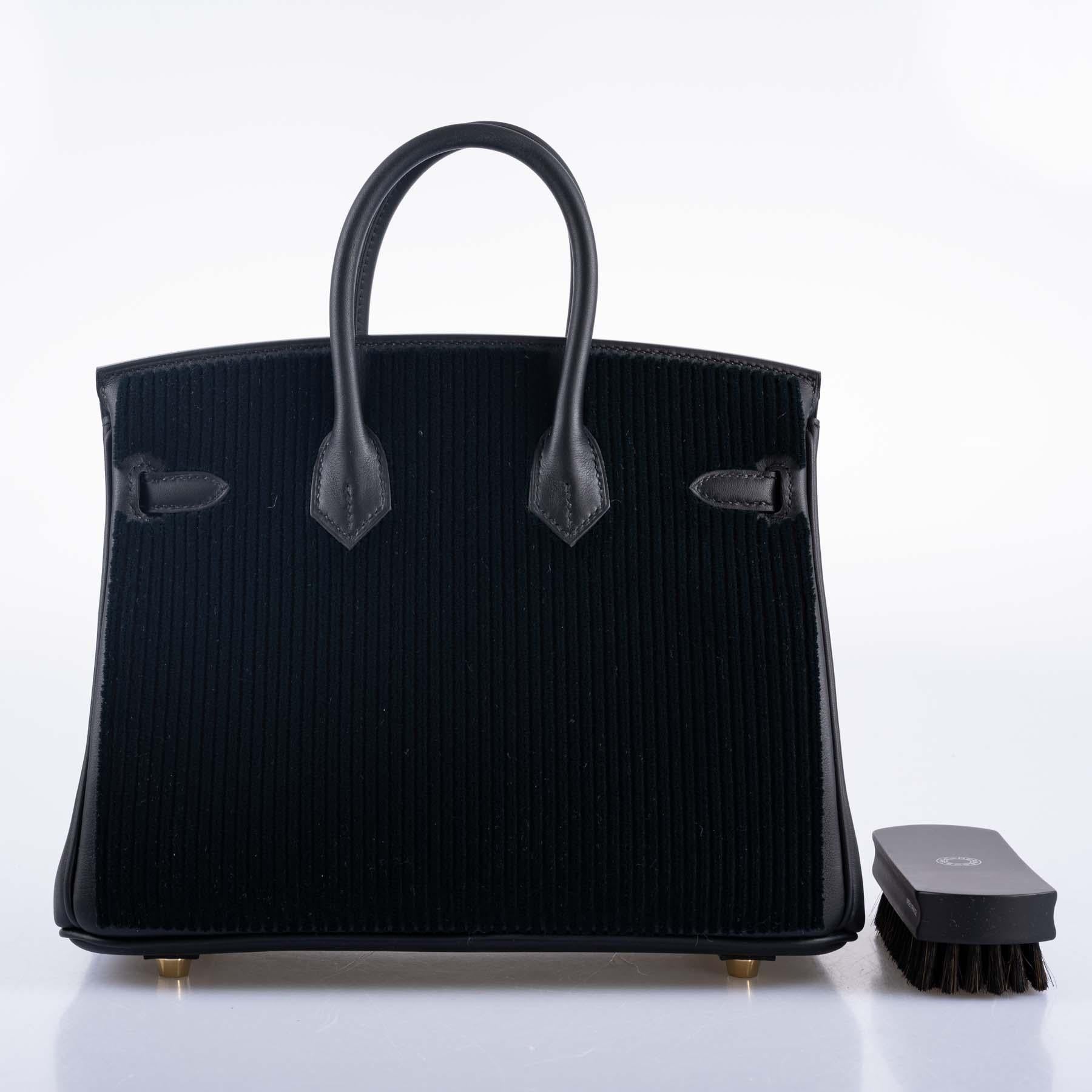 Hermès Birkin 25 Negro côte à côte tuffetage y Swift Permabrass Hardware en venta 1