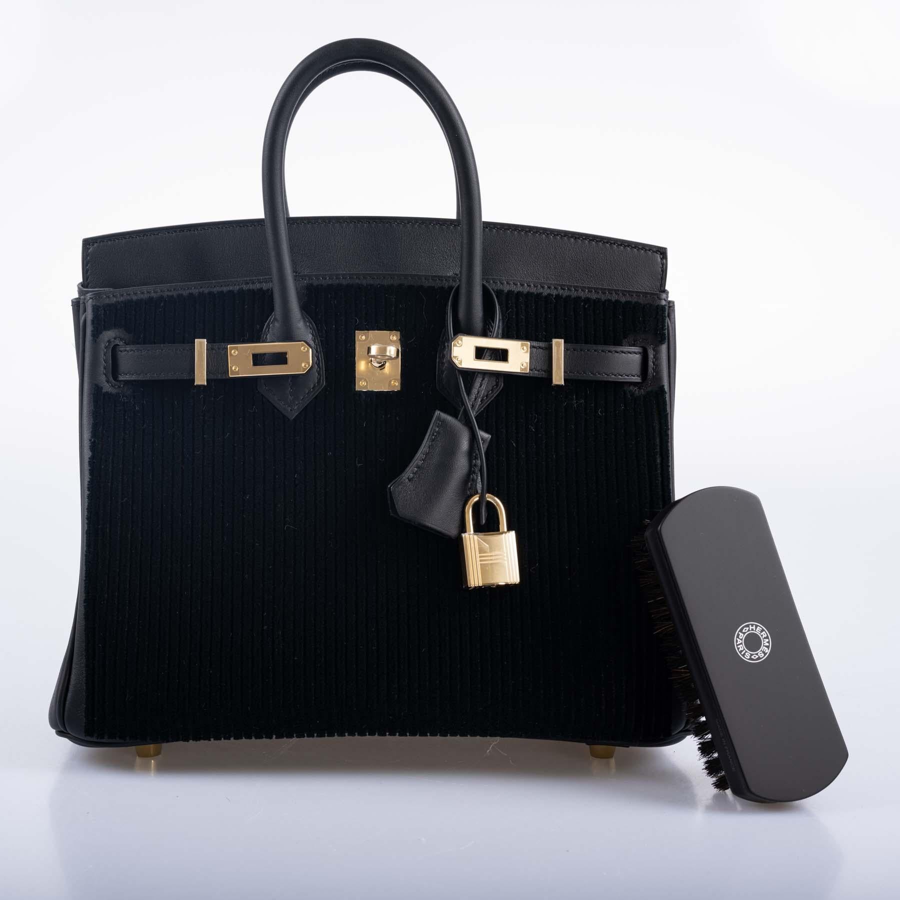 Hermès Birkin 25 Noir côte à côte tuffetage et Swift Permabrass Hardware en vente 3