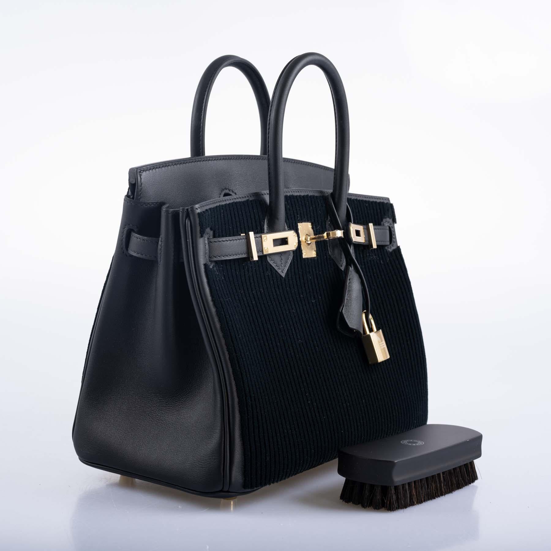 Hermès Birkin 25 Negro côte à côte tuffetage y Swift Permabrass Hardware en venta 3