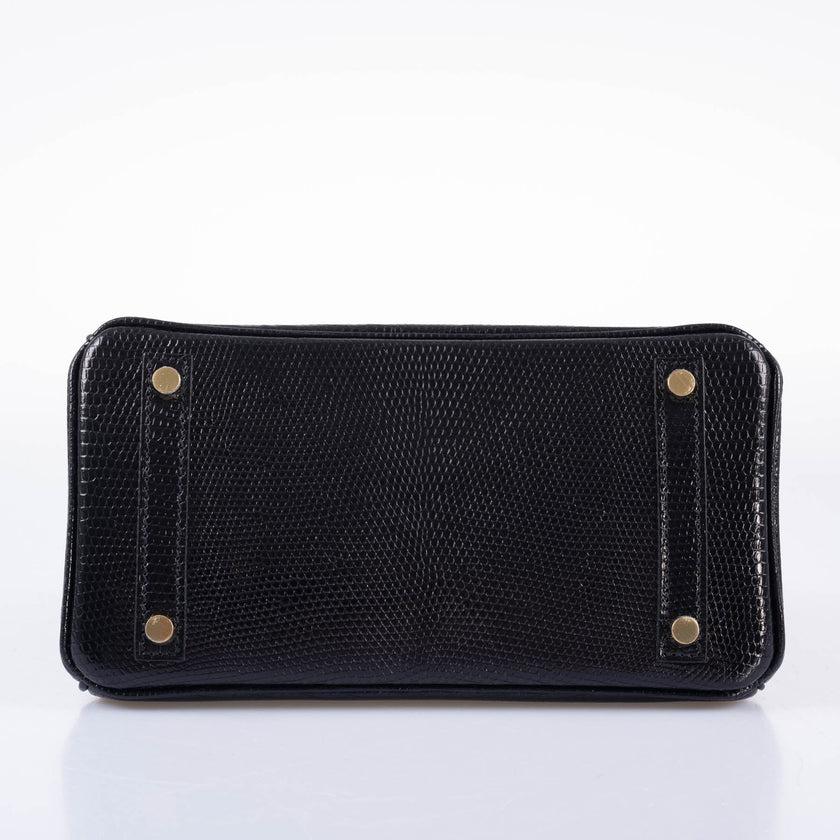 Hermès Birkin 25 Nero Nilo Lizard Borsa con finiture in oro in vendita 2