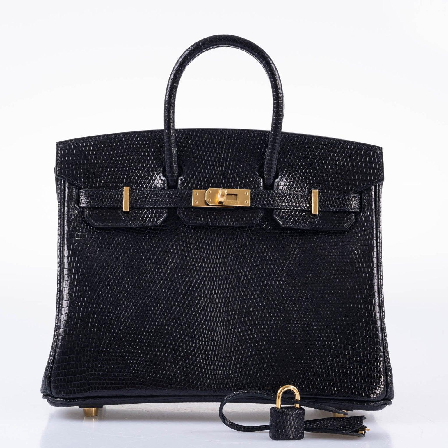 Hermès Birkin 25 Black Nilo Lizard Gold Hardware Bag For Sale at 1stDibs
