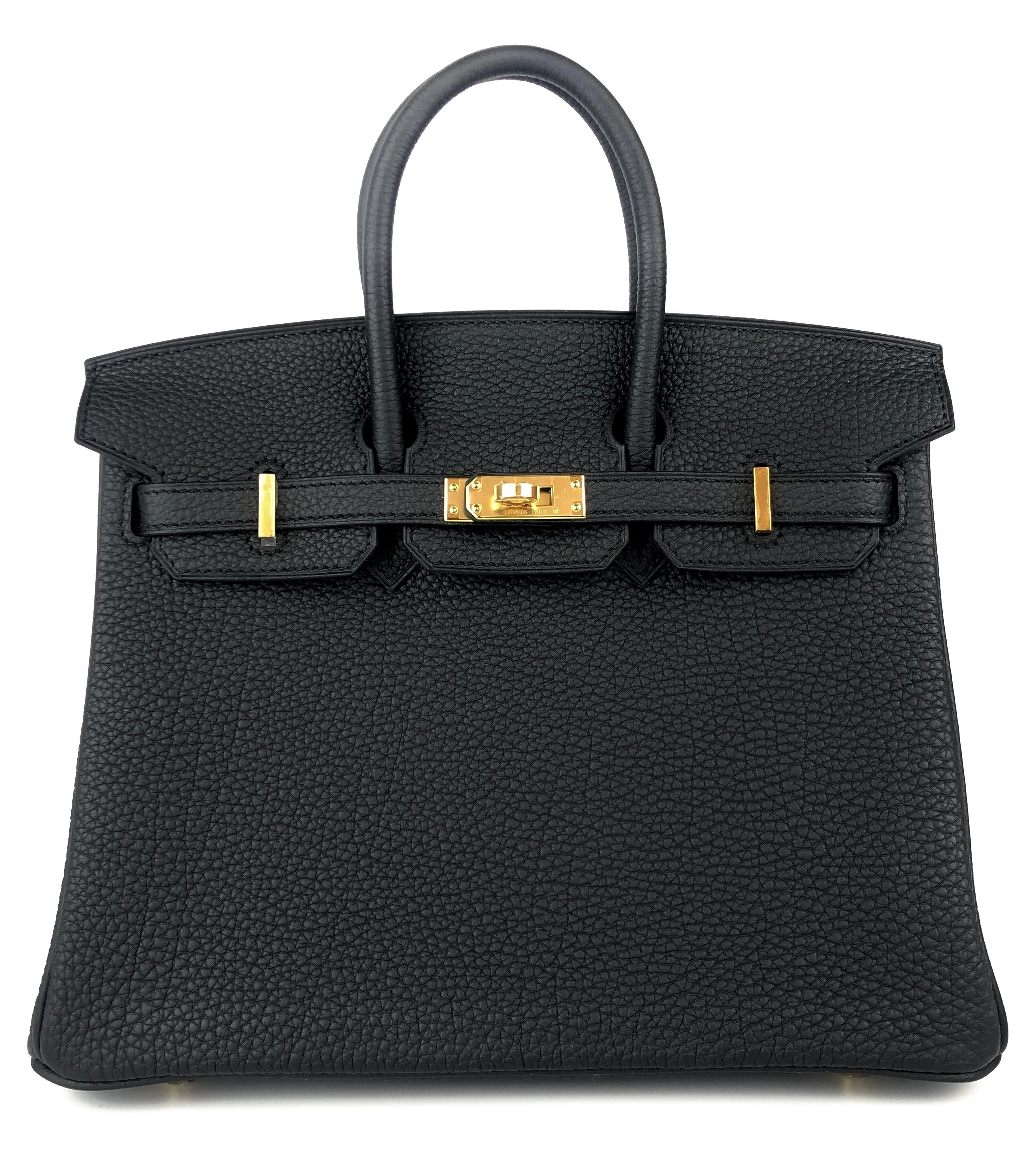 Classic Absolutely Stunning New Rare Hermès Birkin 25 Black Noir Togo Leather Gold Hardware. U Stamp 2022. 
One of the most coveted hardest combinations to get! Includes all accessories and Box. 

Shop with Confidence from Lux Addicts. Authenticity