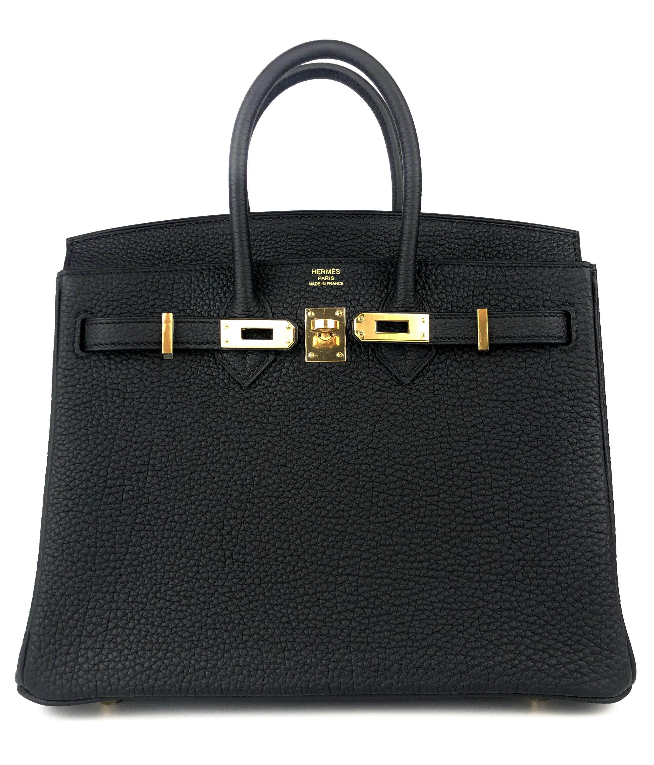 Hermes Birkin 25 Black Noir Togo Leather Handbag Gold Hardware 2022 In New Condition In Miami, FL