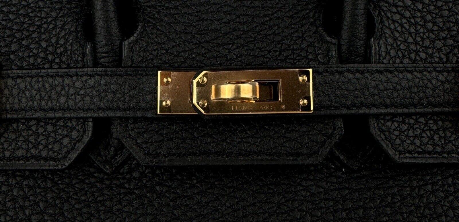 Women's or Men's Hermes Birkin 25 Black Noir Togo Leather Handbag Rose Gold Hardware 