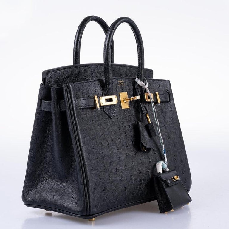 Hermès 2021 Ostrich Birkin 25 w/ Tags - Black Handle Bags