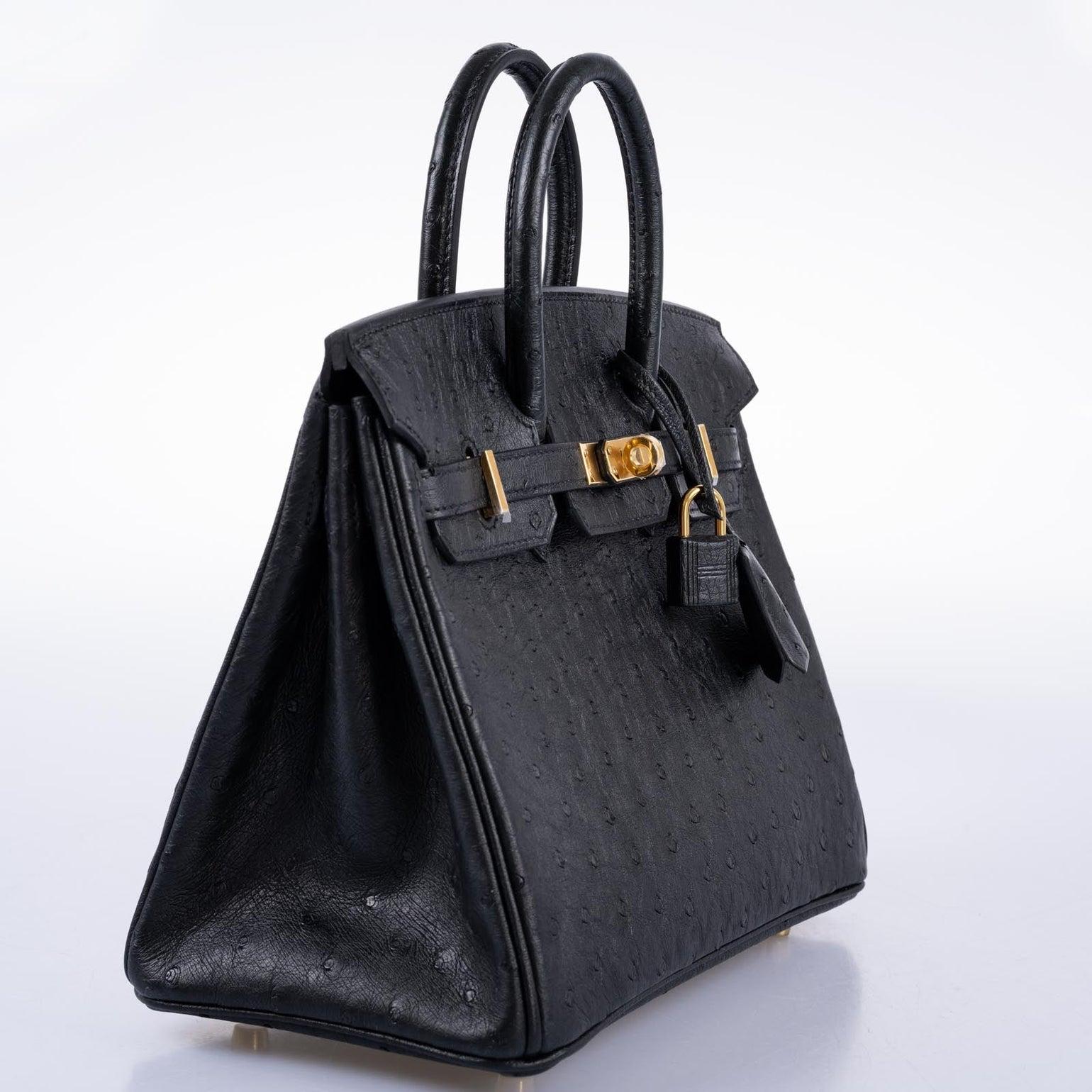 Hermes black Ostrich hac with gold hardware and Hermes 35cm