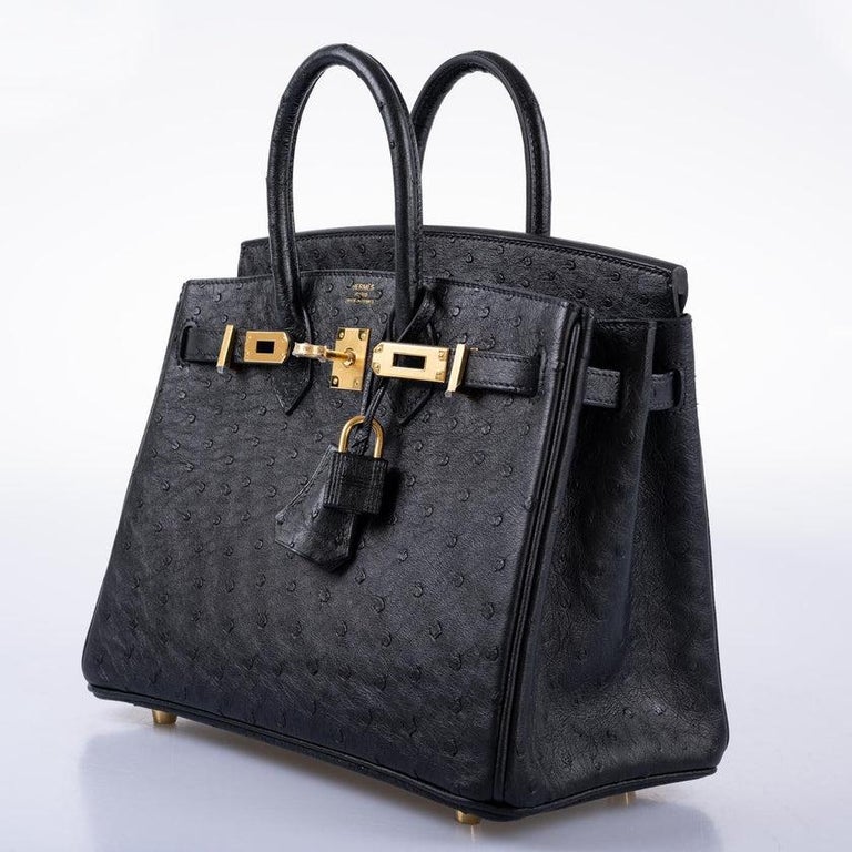 Hermès Birkin 25 Black Ostrich Gold Hardware Bag