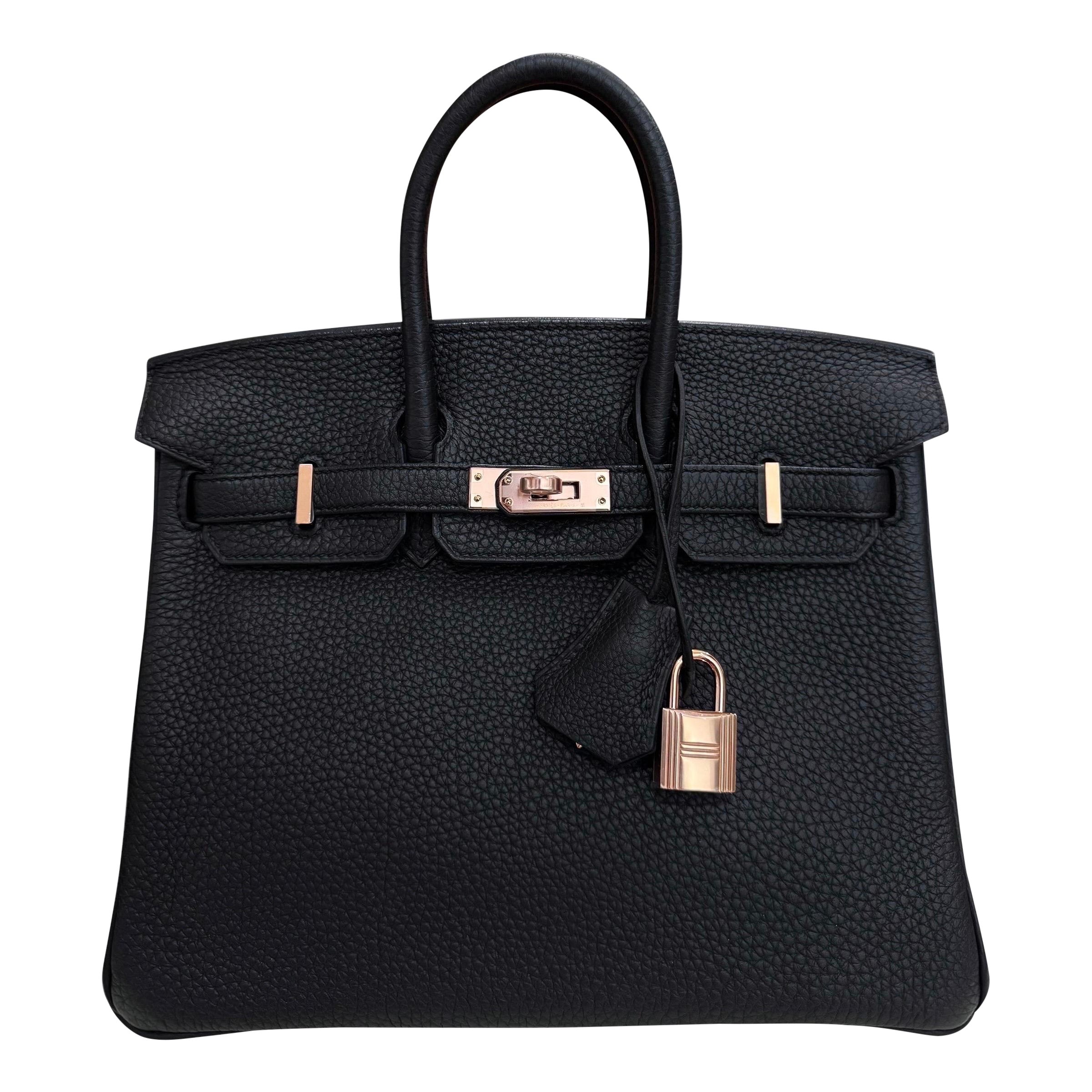 Hermès Birkin 25 negro con herrajes de oro rosa