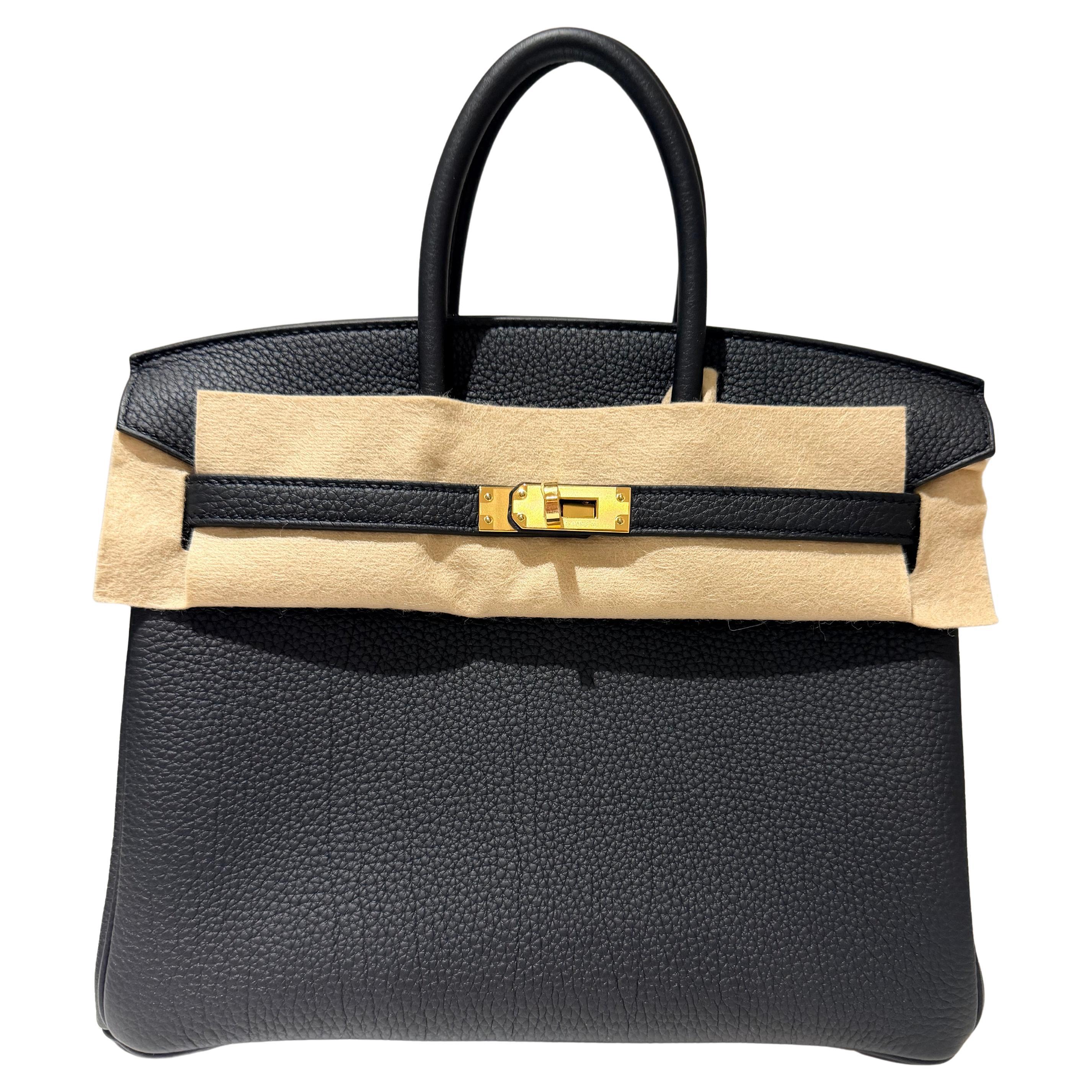 Hermes Birkin 25 Black togo Gold Hardware For Sale