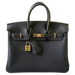 Hermès Birkin 25 Black Togo Leather with Gold Hardware Stamp K