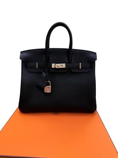 Hermes Birkin 25 Black Togo Leather With Palladium Hardware Handbag