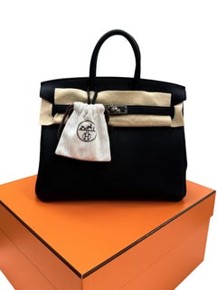 Hermes Birkin 25 Black Togo Leather With Palladium Hardware Handbag