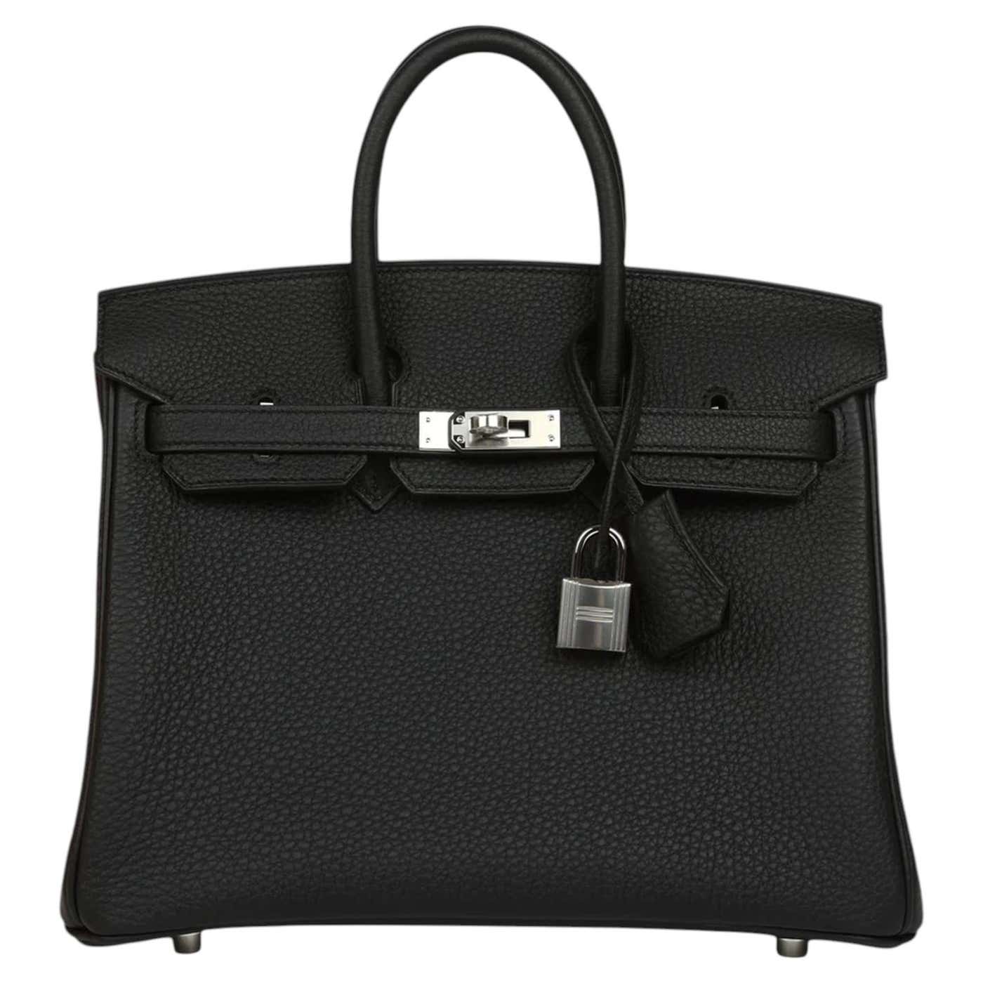 Hermes Birkin 25 Black Togo leather handbag with palladium hardware — Hermès