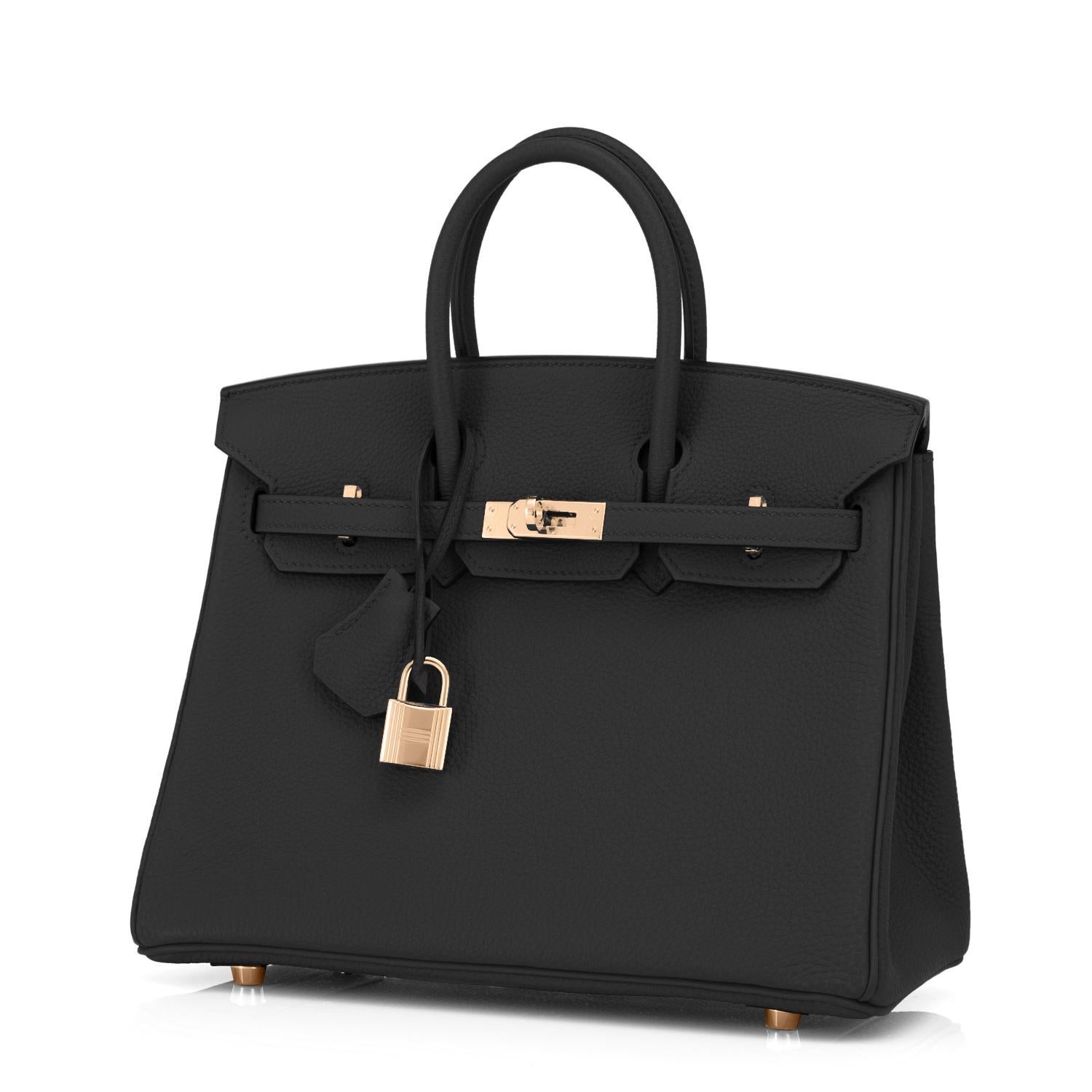 hermès birkin 25 black togo leather rose gold hardware - 2021