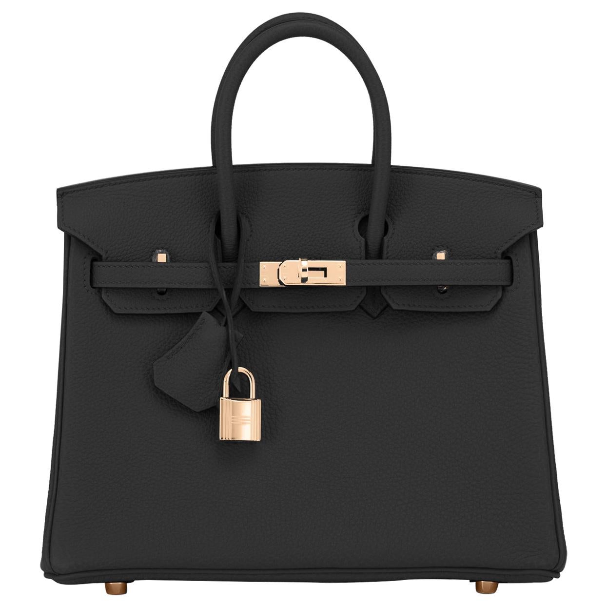 Hermes Birkin 25 Black Togo Rose Gold Hardware Bag Z Stamp, 2021 at 1stDibs