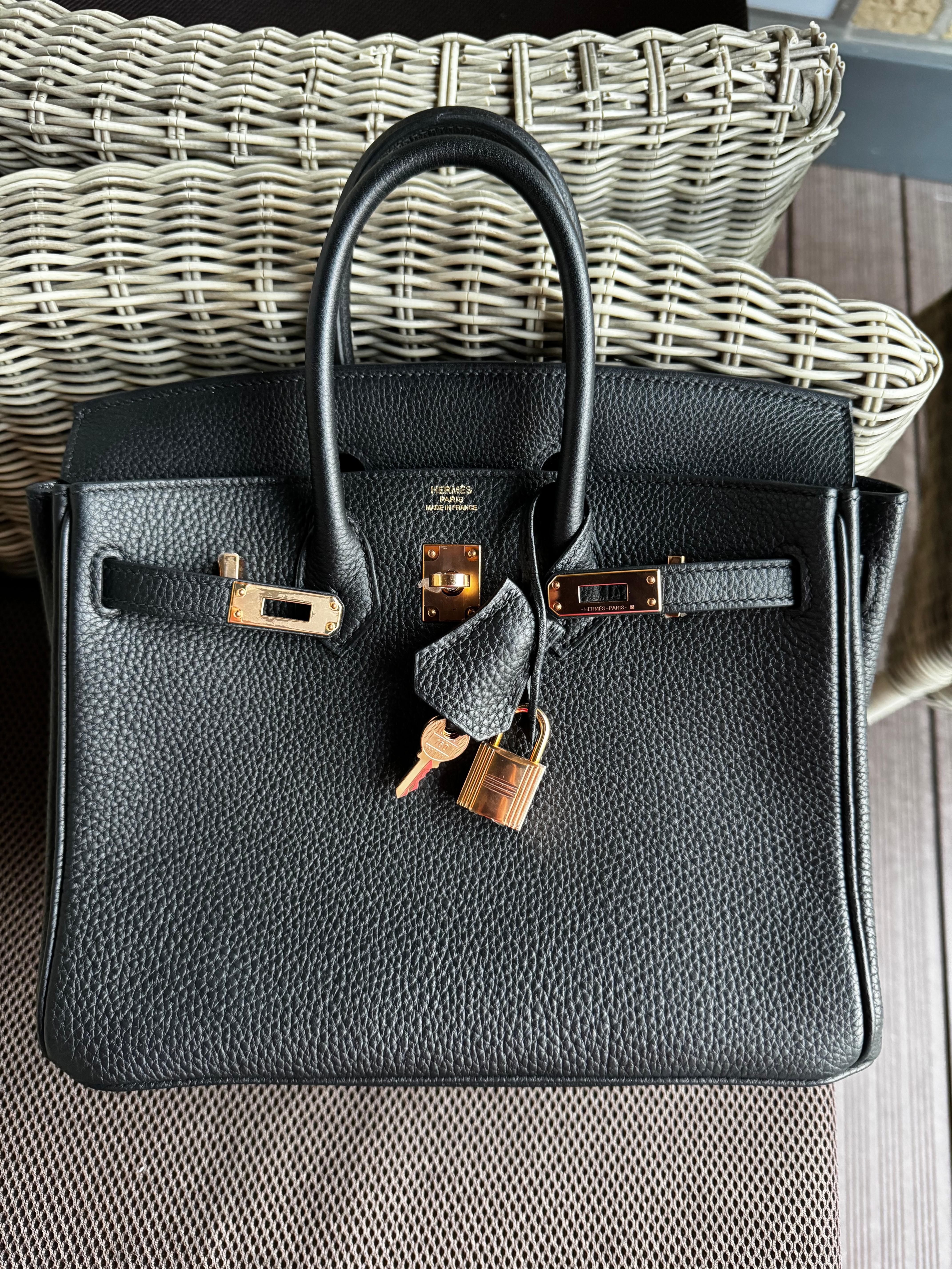 Hermes Birkin 25 Black togo rose gold hardware handbag. One of the most classic bags, timeless! 

Comes with dustbag and box. Z stamp, most stickers on, excellent condition.
