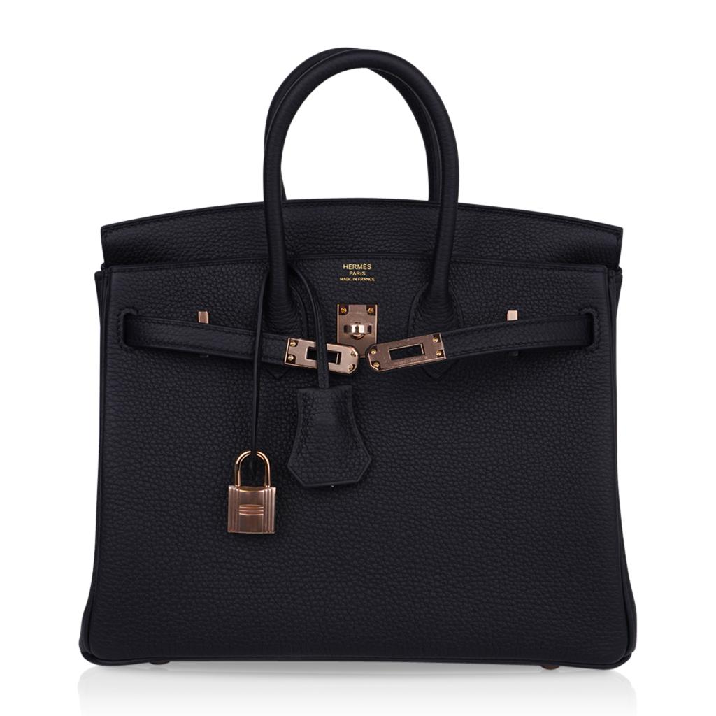 Hermes Birkin 25 Schwarz Togo Rose Gold Hardware Neu w/Kasten 4