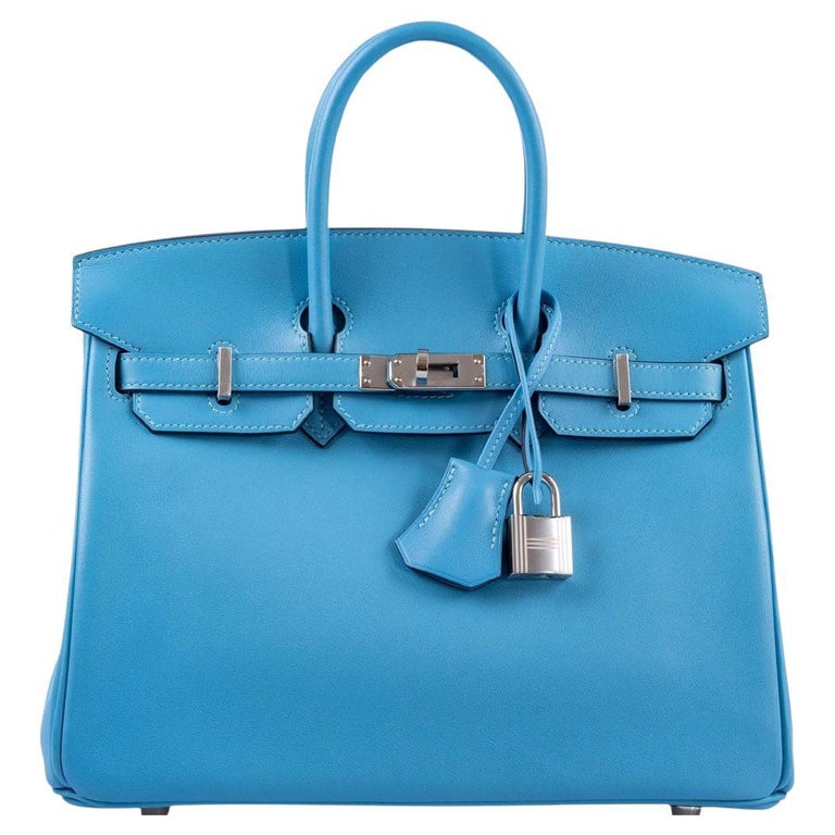 Hermes Birkin Handbag Bleu Royal Togo with Palladium Hardware 25