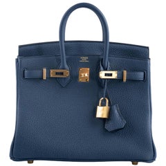 Hermès Birkin 25 Bleu De Prusse Togo Leather With Gold Hardware